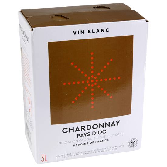 Chardonnay Pays d'Oc, vin blanc franprix 3L