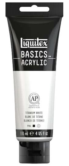 Liquitex Basics Acrylic Paint, Titanium White (4 fl oz)
