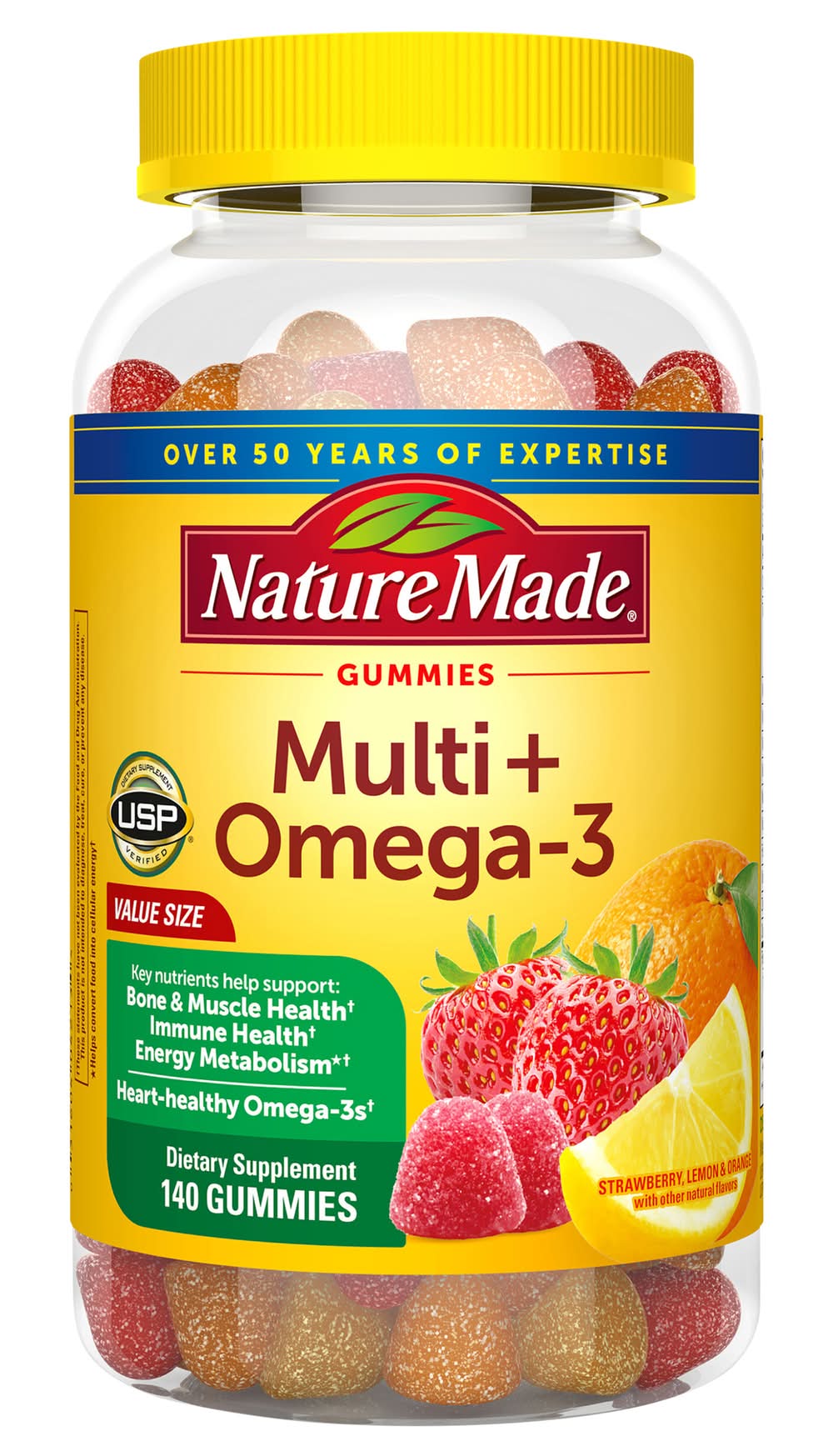 Nature Made Multi + Omega-3 Strawberry Lemon & Orange Gummies (1.27 lbs)