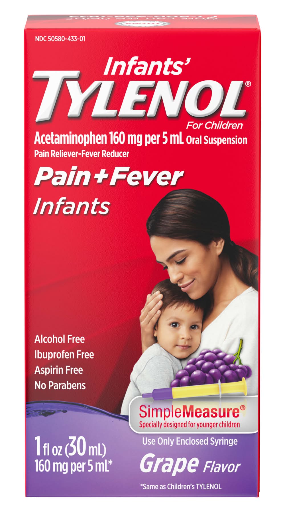 Tylenol Pain + Fever Liquid Medicine For Infants, Grape (1 fl oz)