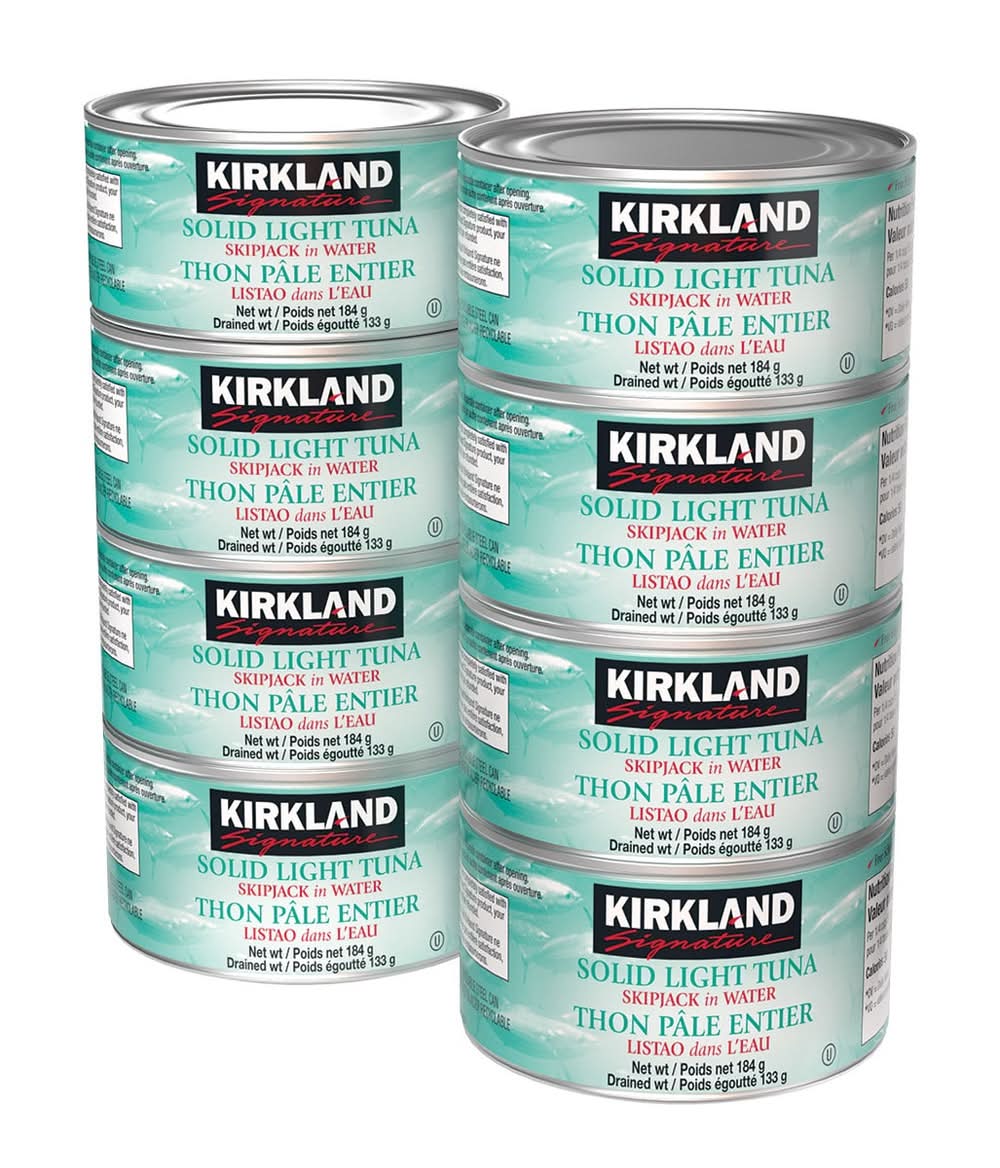 Kirkland Signature Thon Entier Dans L’Eau, 8 × 184 G / Kirkland Signature Solid Light Tuna in Water (8 x 184 g)