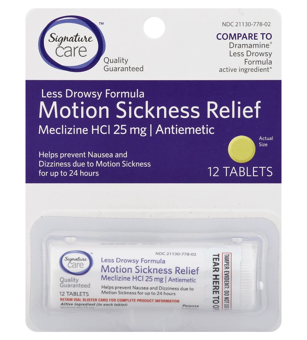 Signature Motion Sickness Relief Meclizine Hci 25 mg (7.9 oz)