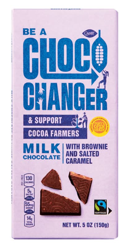 Choceur Be a Choco Changer Milk Chocolate Bar, Brownie & Salted Caramel (5 oz)