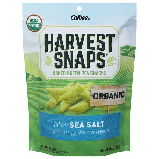 Calbee Organic Harvest Baked Green Pea Snacks Snaps Sea Salt