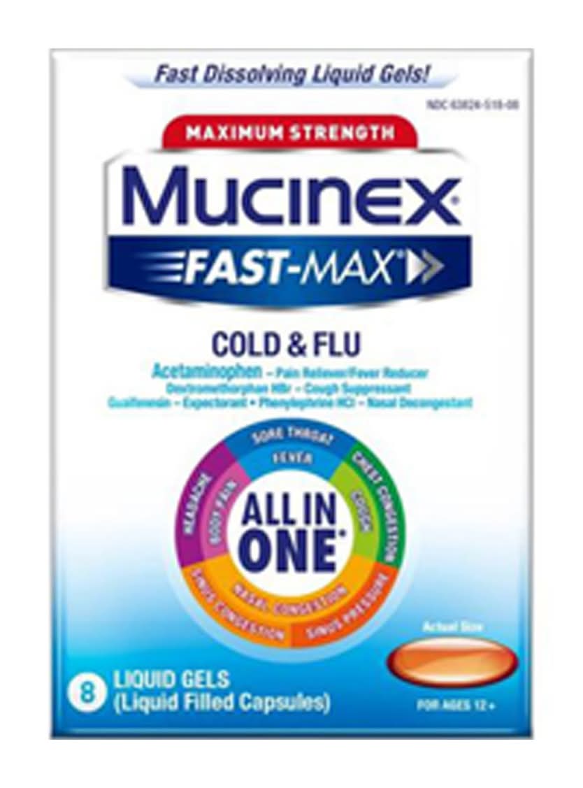 Mucinex Fast-Max Cold & Flu Liquid Gel Capsules (8 ct)