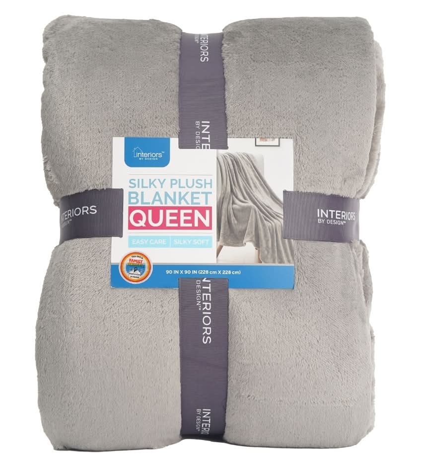 Interiors by Design Silky Plush Blankets, Full/Queen, Grey