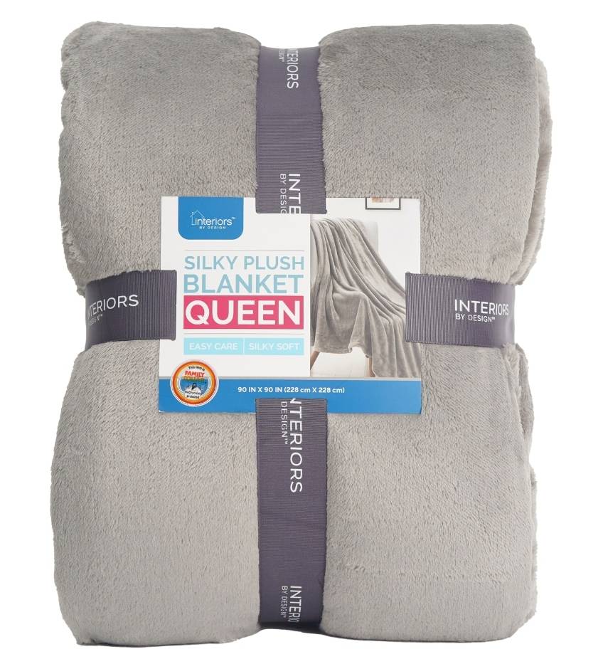 Interiors by Design Silky Plush Full Blankets, Queen, Grey