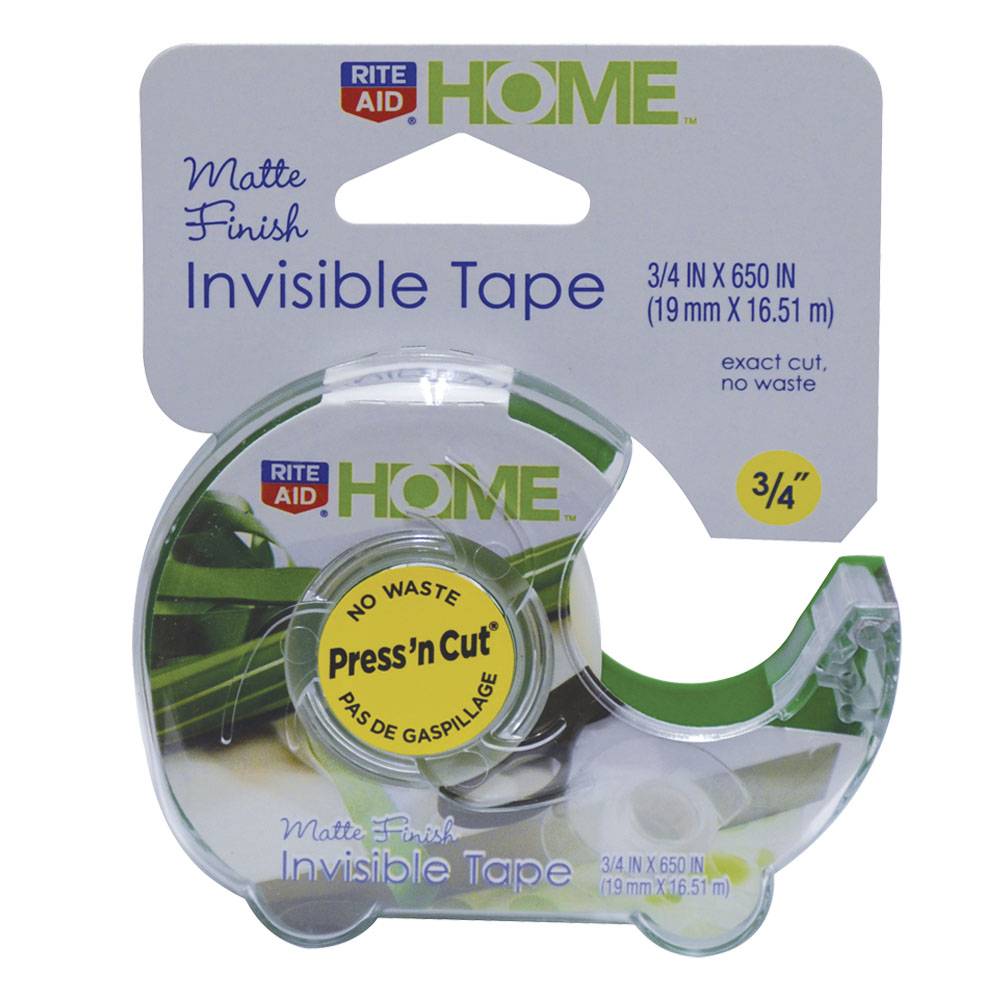 Rite Aid Home Invisible Tape With Press N Cut Dispenser ( 3/4" x 650")