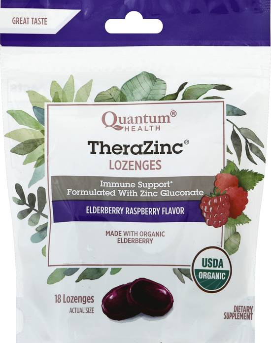 Quantum Health Therazinc Elderberry Raspberry Lozenges (18 ct)