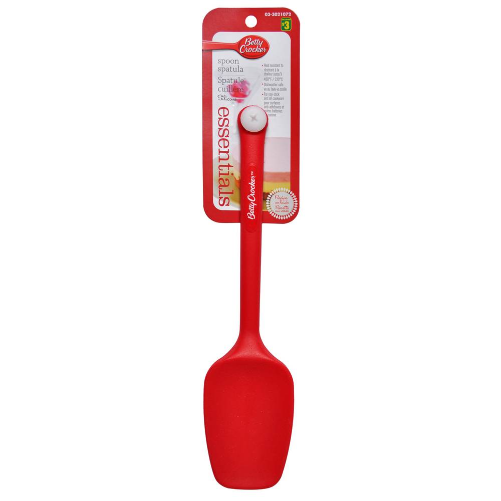 Betty Crocker Essentials Silicone Spoon Spatula, 9.75 in, Red