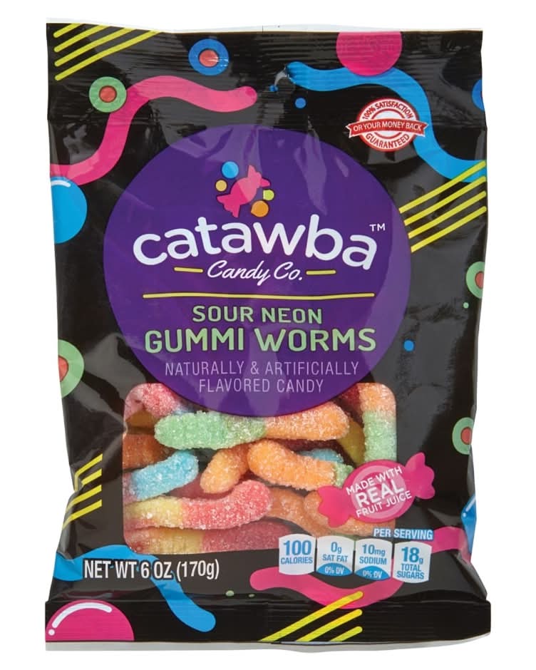 Catawba Candy Co. Sour Neon Gummi Worms (6 oz)