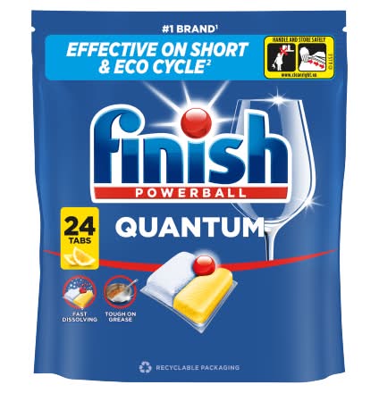 Finish Lemon, Powerball Quantum All in One Dishwasher Tablets (24 pack)