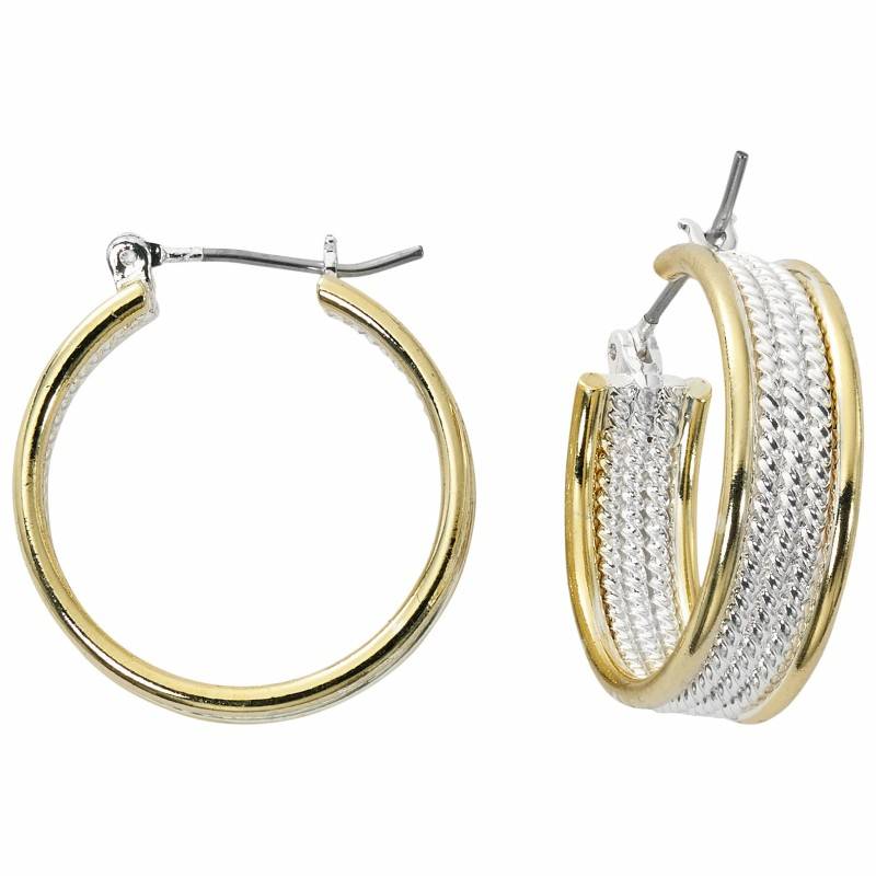 Primavera Braided 2 Tone Hoop Earrings