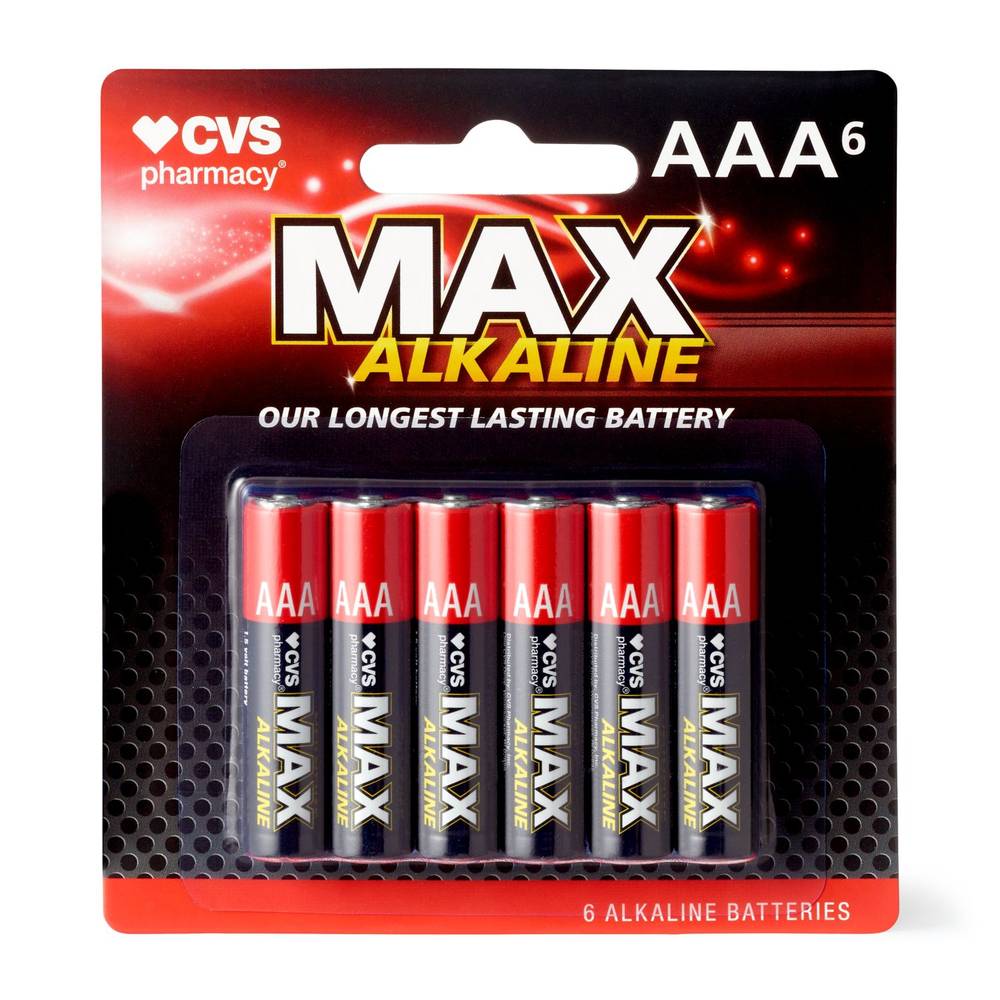 Cvs Max Alkaline Batteries, Aaa, 1.5 Volt, 6 Ct