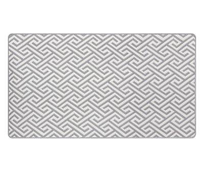 Gray & White Greek Key Jacquard Kitchen Mat, 20 In x 36 In