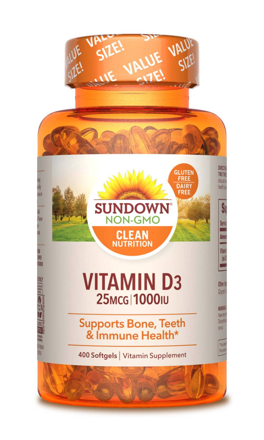 Sundown Naturals Vitamin D3 Softgels 1000 IU, 400CT