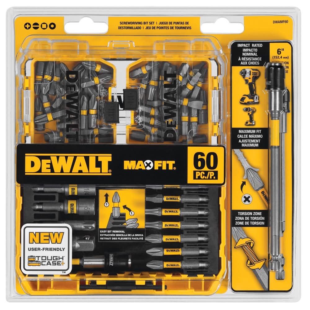 Dewalt Max Fit Screwdriver Bit Set Steel 60 Pc