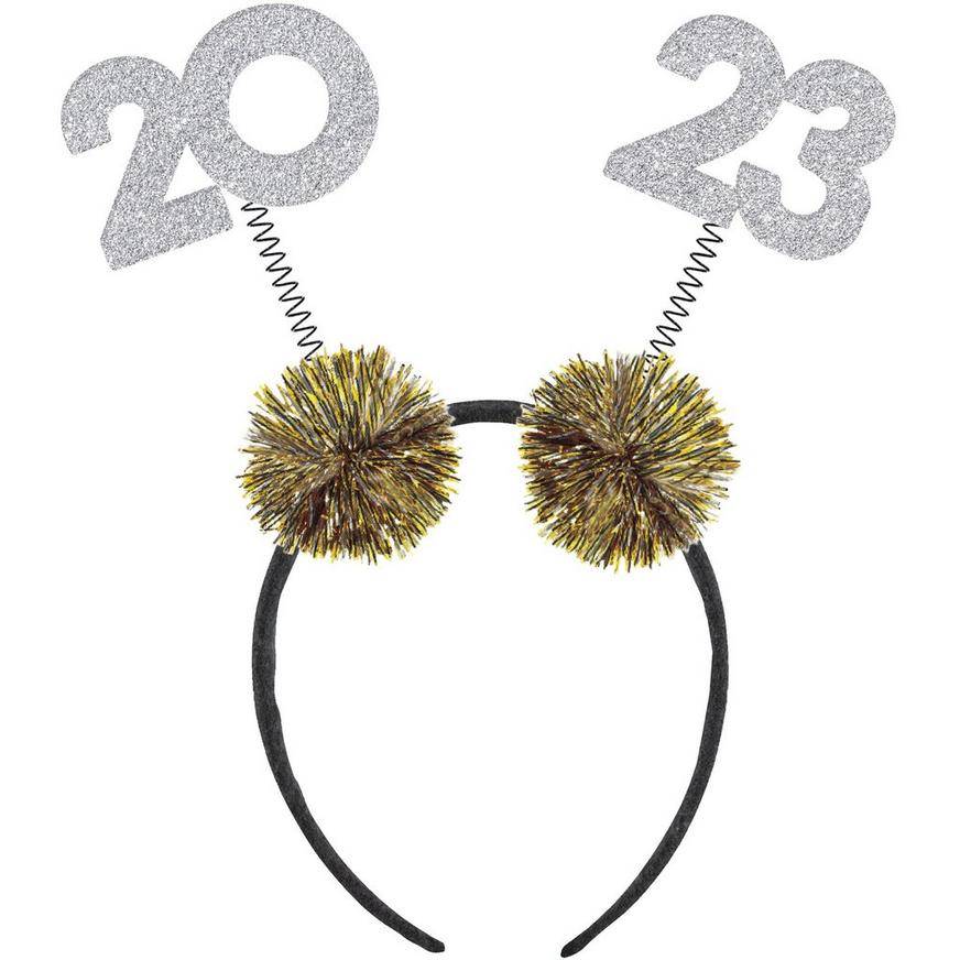 Metallic Silver & Gold 2023 Pom Pom Headbopper