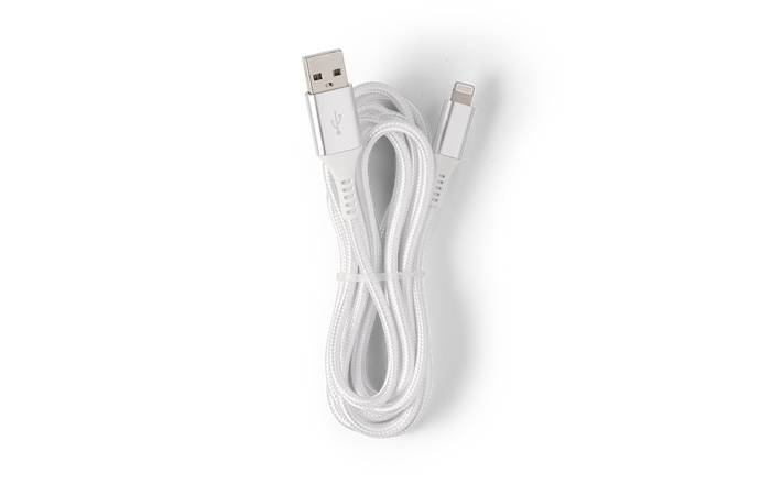 White 6’ USBA to Lightning Charging Cord