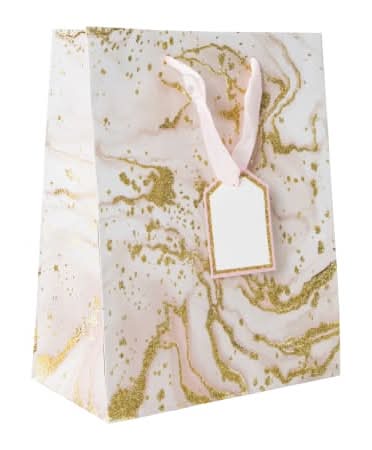 Medium Marble Gift Bag 9in x 7in Pink