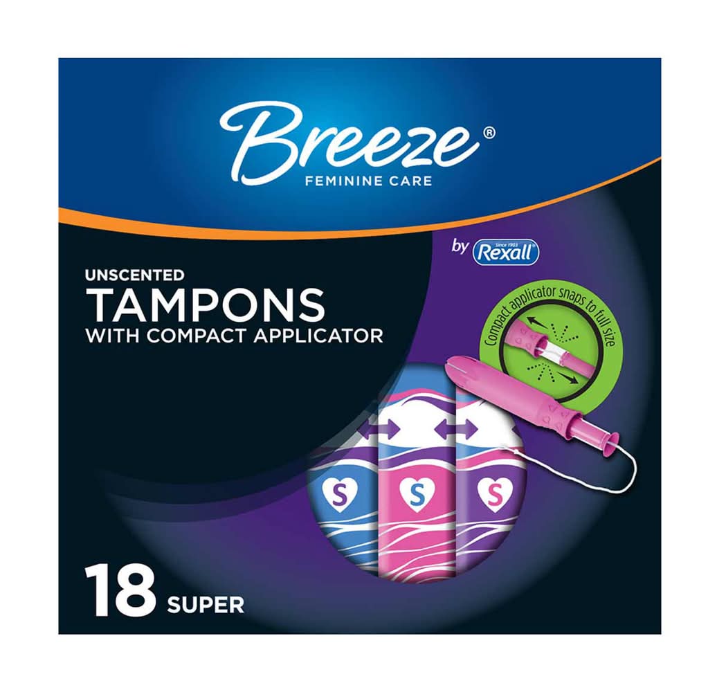 Rexall Breeze Tampons With Compact Applicator - Unscented Super 18 Ct