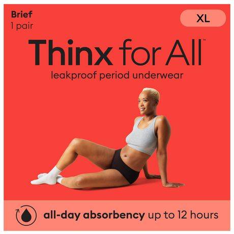 Thinx For All Women's Everyday Comfort Brief Leakproof Period Underwear (xl/black)