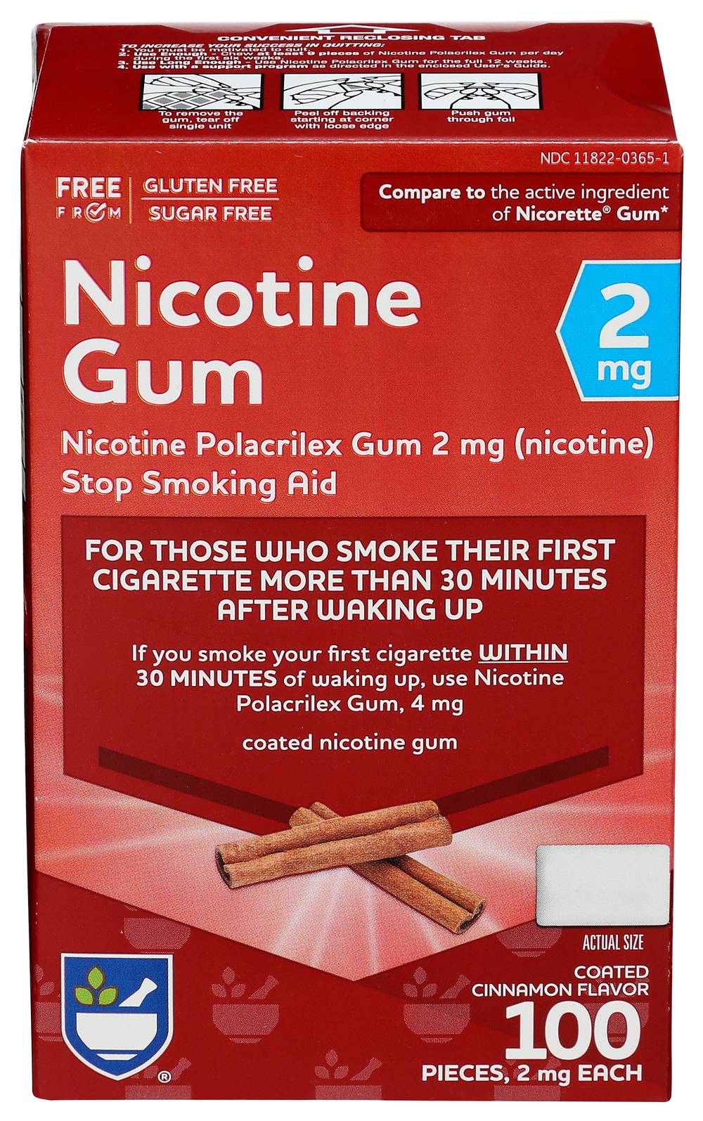 Rite Aid Nicotine Gum 2 mg Pieces, Cinnamon (100 ct)