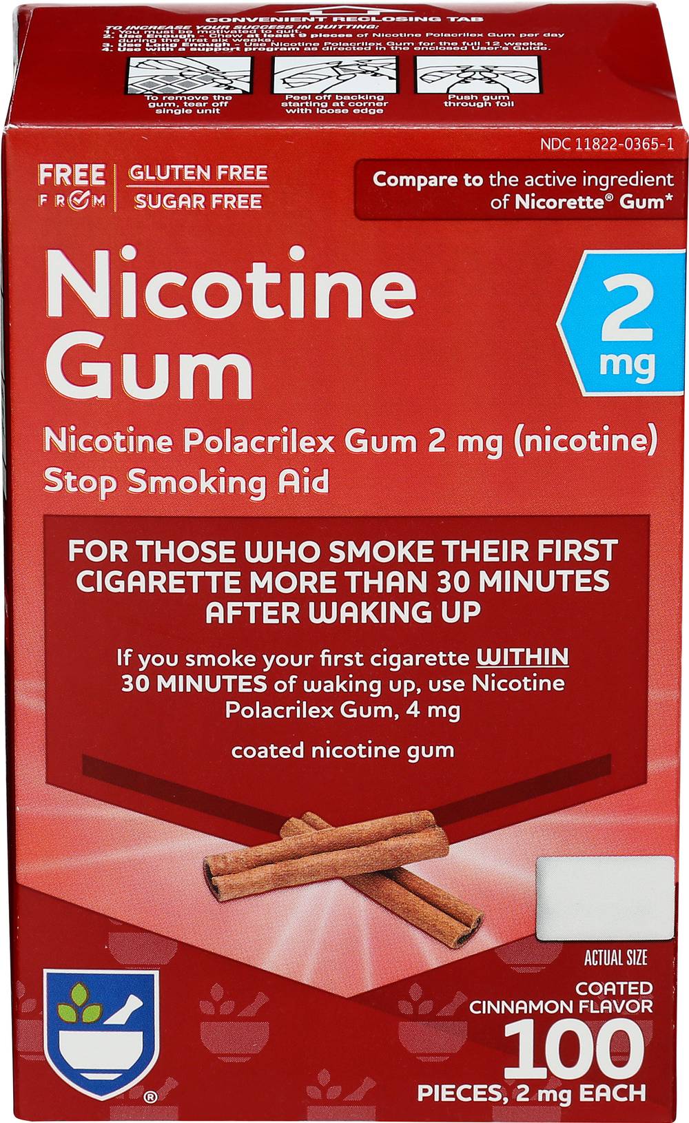 Rite Aid Nicotine Gum 2 mg Pieces, Cinnamon (100 ct)