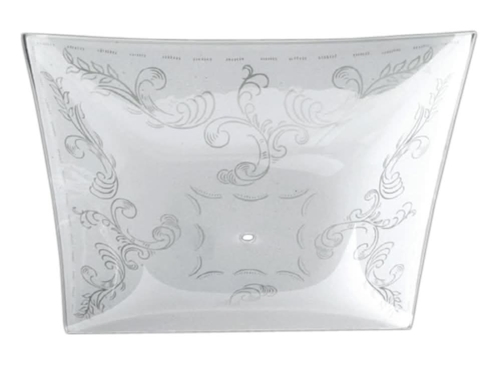 1.85-in x 14-in Square White Etched glass Flush mount light shade with 2-1/4-in Fitter (Lip Fitter)