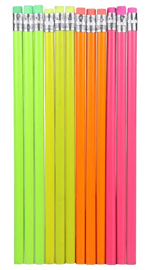 Jot Brightly-Colored #2 Wooden Pencils, Assorted (12 ct)