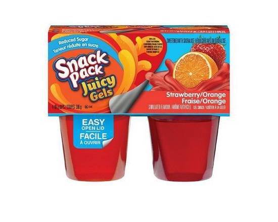 Snack Pack · Jus de fraise et d'orange sans sucre Juicy Gels (4 x 99 g) - Strawberry and orange juicy gels (4 x 99 g)
