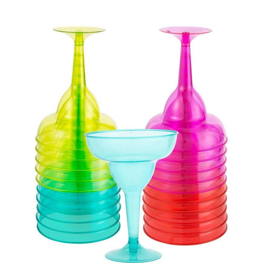 Party City Fiesta Plastic Margarita Glasses (assorted )