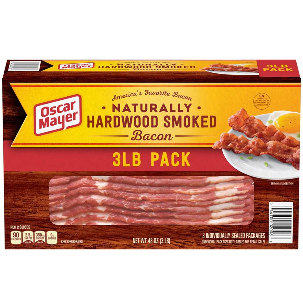 Oscar Mayer Naturally Hardwood Smoked Bacon (48 oz, 3 ct)