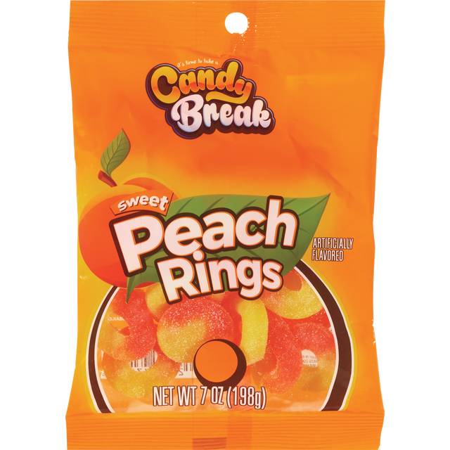 Candy Break Fruity Sweet Gummies, Peach Rings (7 oz)