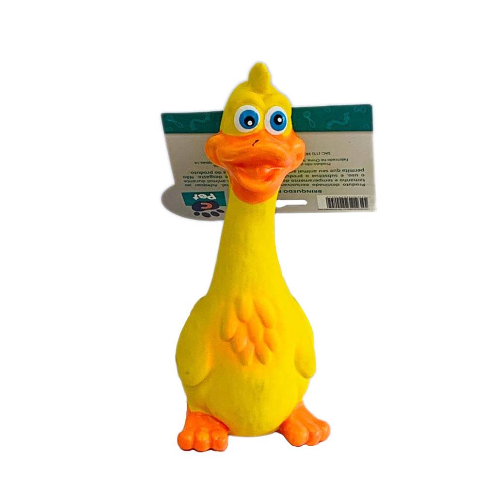 C-pet brinquedo pato em látex amarelo (13x9cm)