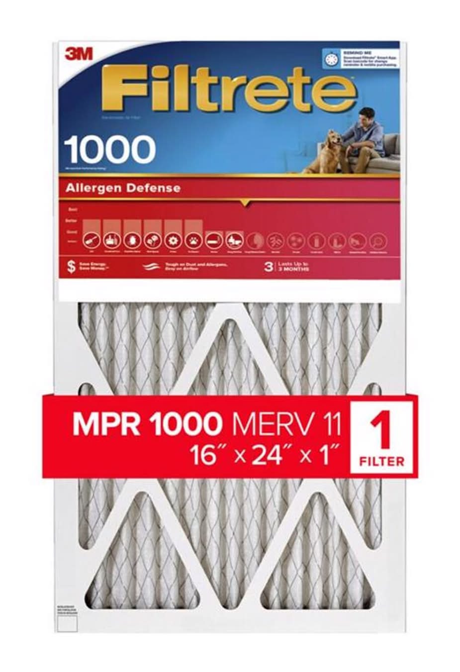 Filtrete 16 In. W X 24 In. H X 1 In. 1000 Mpr Pleated Allergen Air Filter 1 Pk