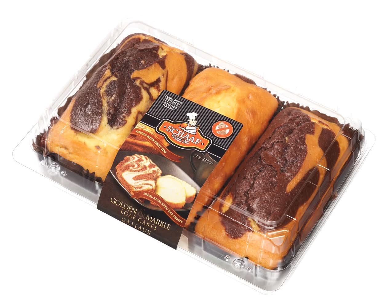 Schaaf Foods – Gâteaux Doré & Marbrés, Paquet De 3 / Schaaf Foods – Golden & Marble Loaf Cakes, Pack Of 3
