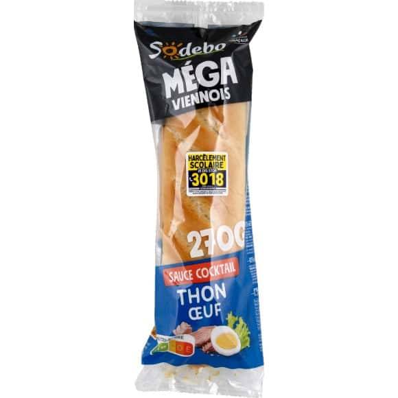 Sodebo Sandwich Le Mega Baguette Thon Oeuf Salade La Barquette De 270G