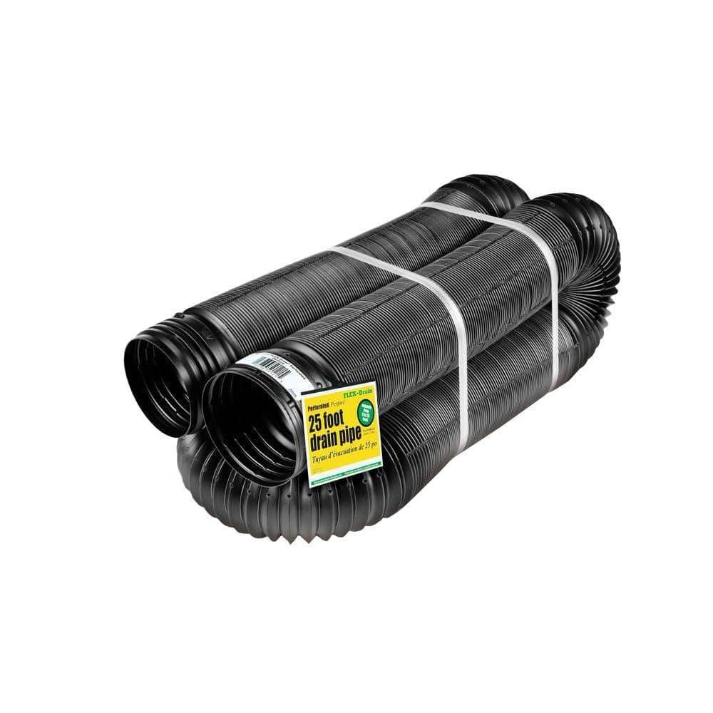 Amerimax Home Products Flex Drain 4 In. X 25 Ft. Black Copolymer Perforated Drain Pipe