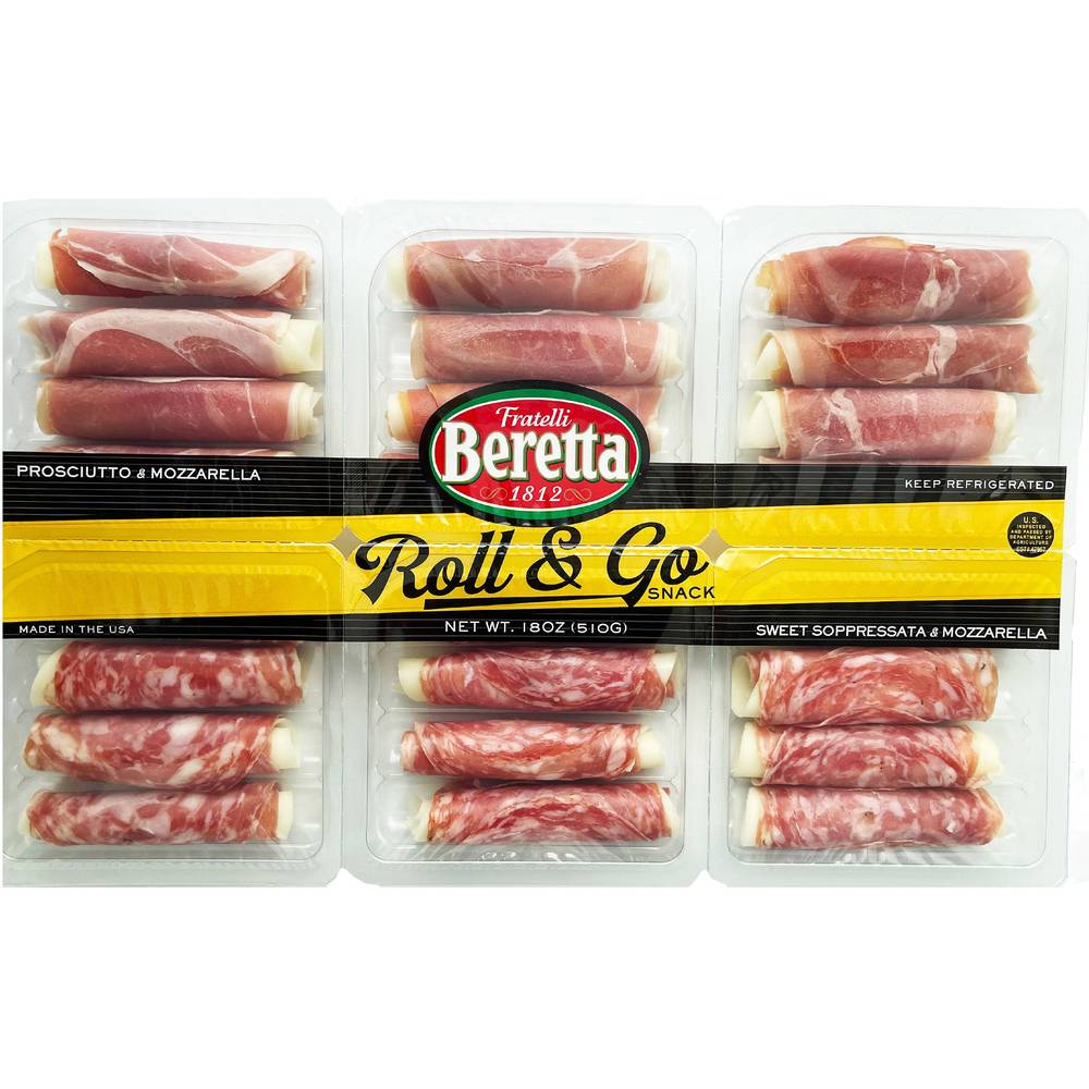 Fratelli Beretta Roll & Go Prosciutto, Sweet Soppressata and Mozzarella Rolls (18 oz)