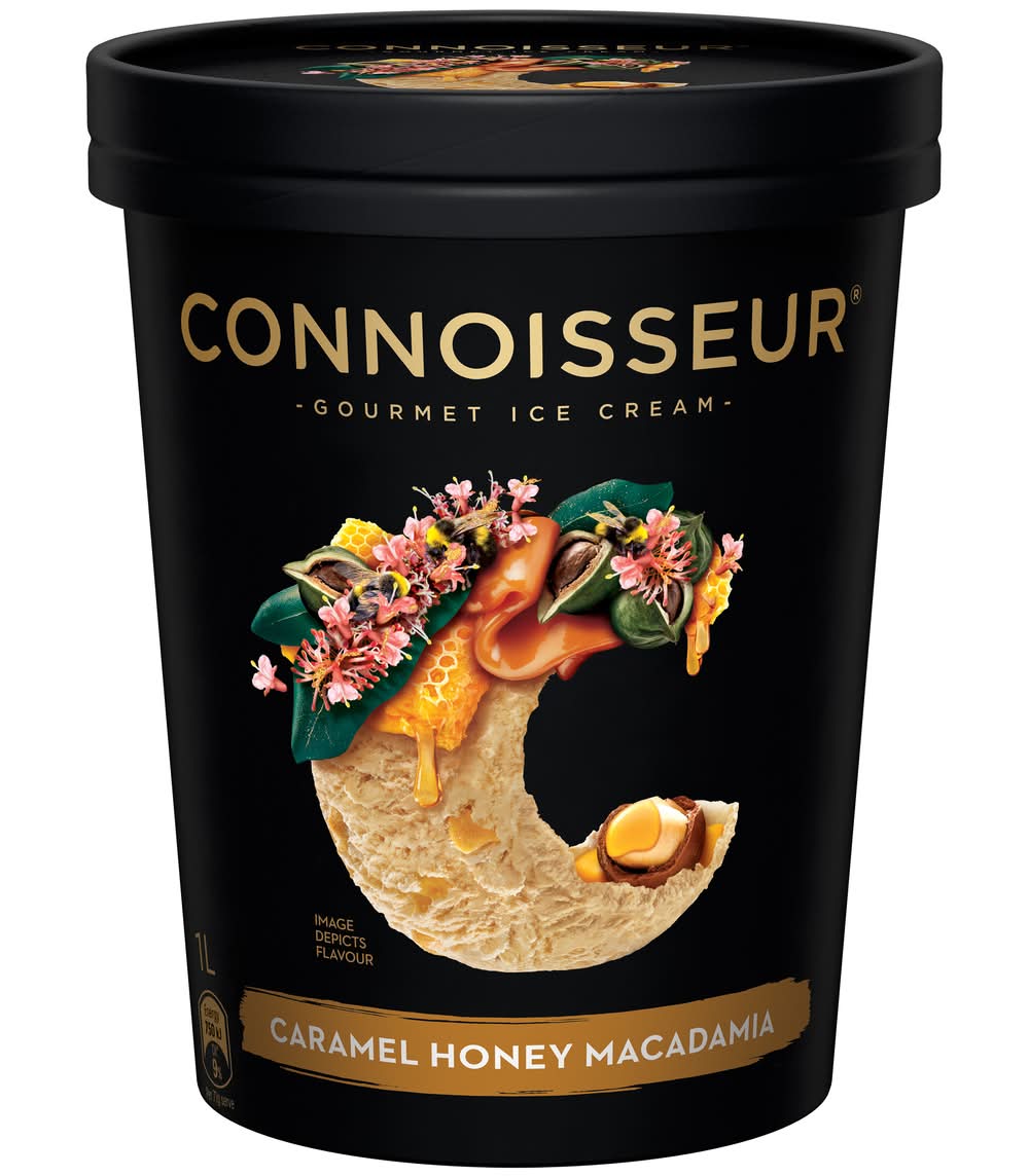 Connoisseur Gourmet Ice Cream, Caramel Honey Macadamia (1L)