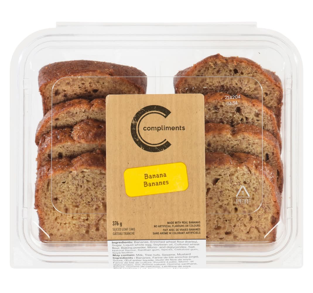 Compliments Banana Sliced Loaf Cake (376 g, 8 ct)