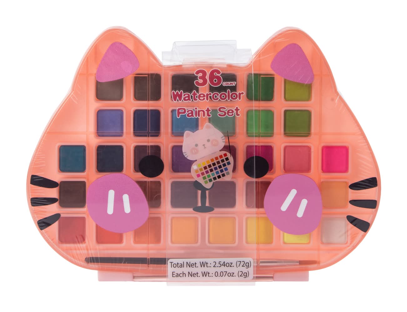 Novelty Watercolor Paint Set 36-Count Cat
