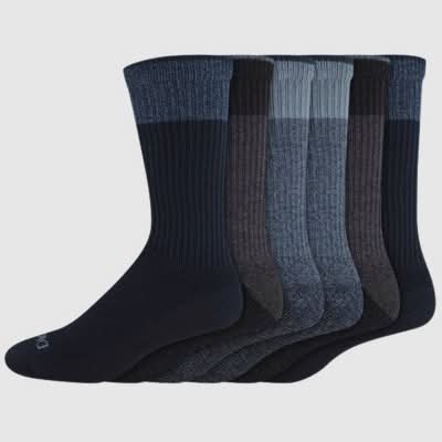 Dickies Moisture Control Crew Socks, Men, 6-12, Navy Blue (6 ct)