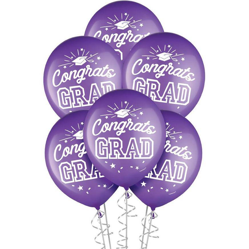 Amscan Congrats Grad Latex Balloons (12 in/purple)