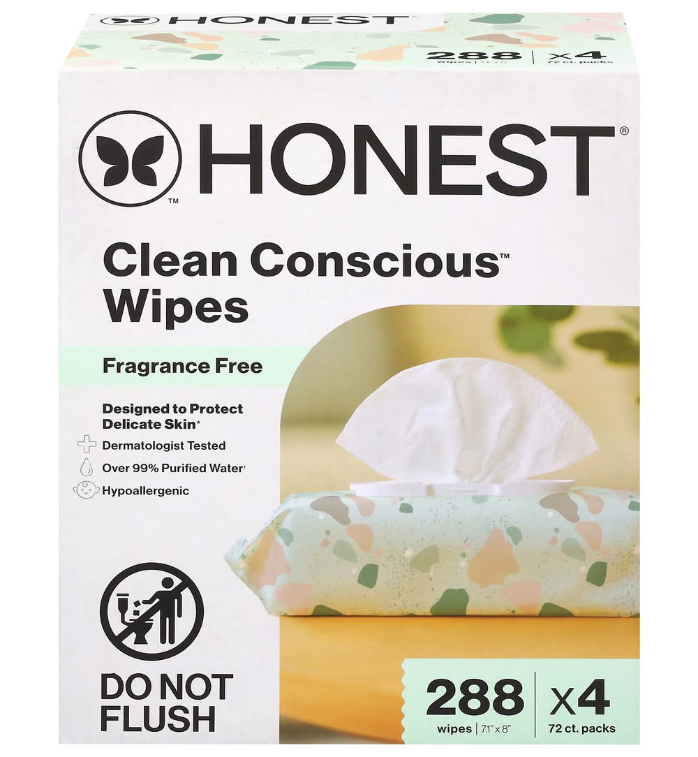 The Honest Company Clean Conscious Sensitive Skin Baby Wipes (4 x 72 ct)