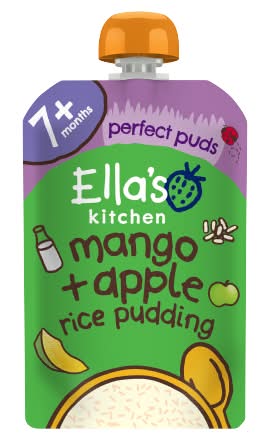 Ella's Kitchen Mangoes - Apples, 7+ Months, Organic Rice Pudding With Baby Pouch (80g)