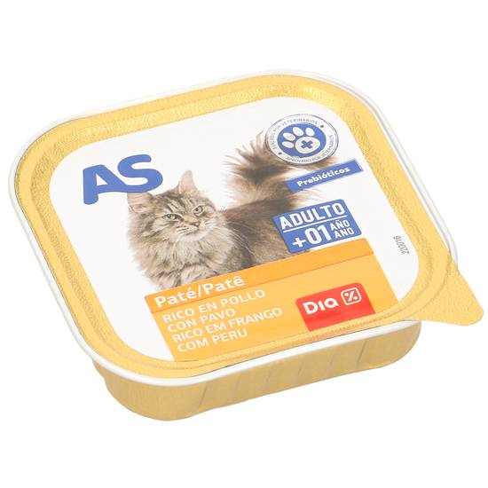 Paté para gatos rico en pollo y pavo As tarrina 100 g