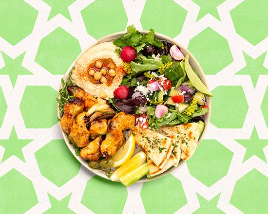 Chicken Kabob Hummus Plate