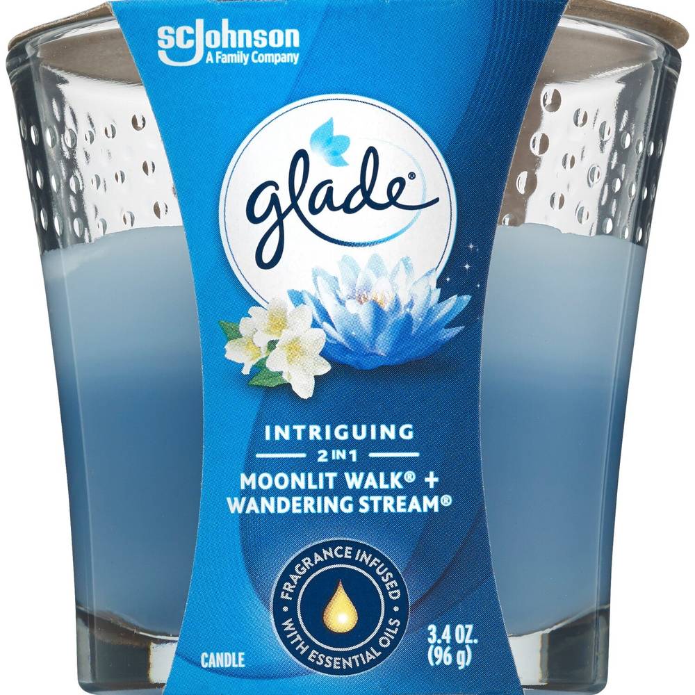 Glade 2In1 Jar Candle Air Freshener, Moonlit Walk & Wandering Stream, 3.4 Oz